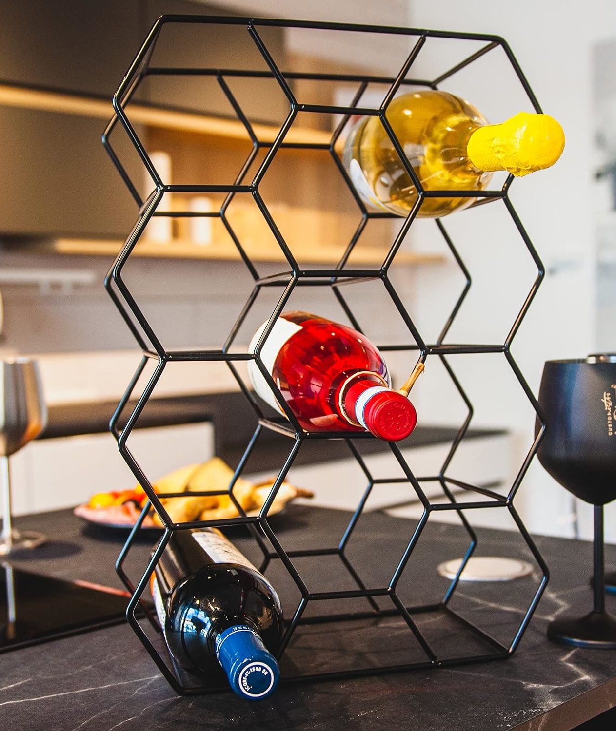 14 Bottle Freestanding Modern Metal Countertop Wine Rack Countertop - Image 3