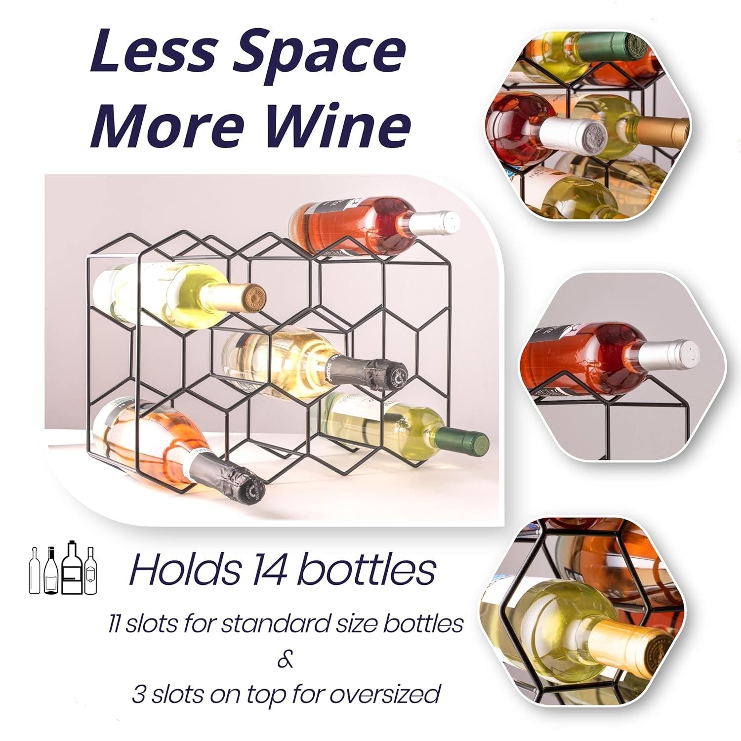 14 Bottle Freestanding Modern Metal Countertop Wine Rack Countertop - Image 4