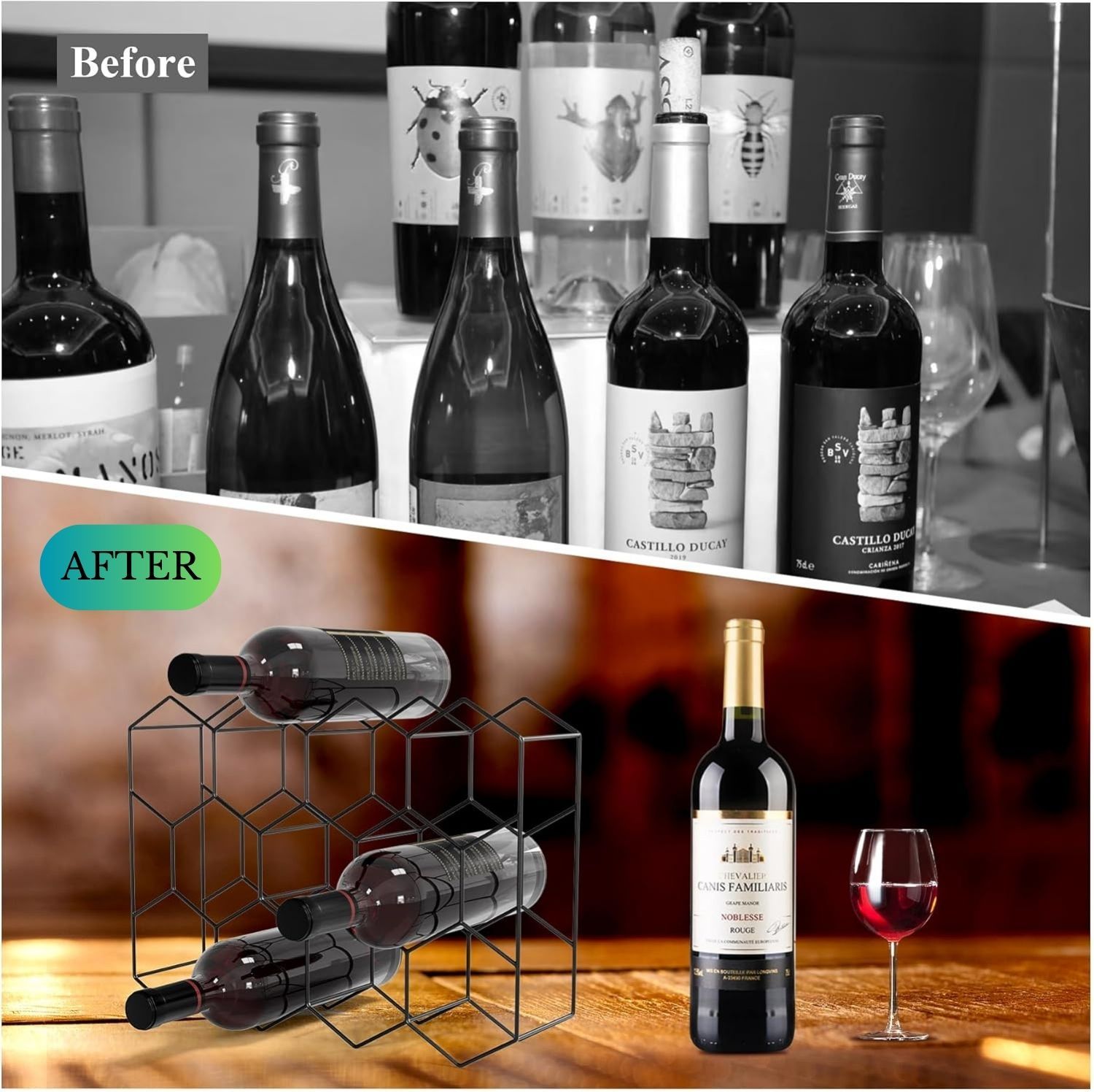 14 Bottle Freestanding Modern Metal Countertop Wine Rack Countertop - Image 7