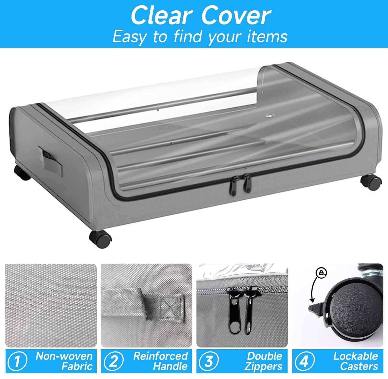 CARLA HOME XXL Under Bed Rolling Storage Containers with 50L Large Capacity and Wheels - Image 2