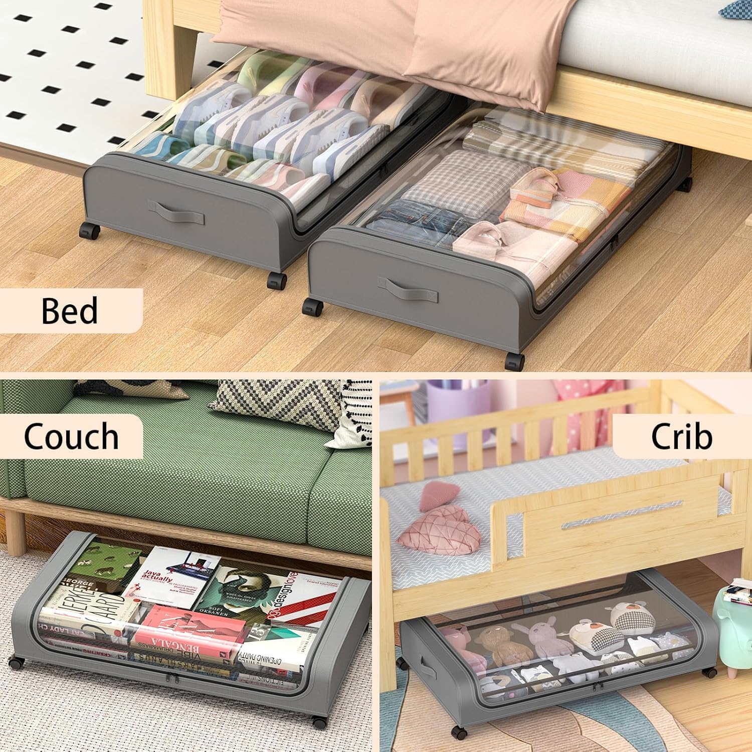 CARLA HOME XXL Under Bed Rolling Storage Containers with 50L Large Capacity and Wheels - Image 4