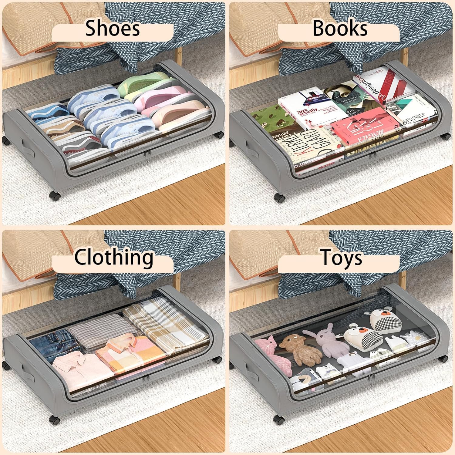 CARLA HOME XXL Under Bed Rolling Storage Containers with 50L Large Capacity and Wheels - Image 5