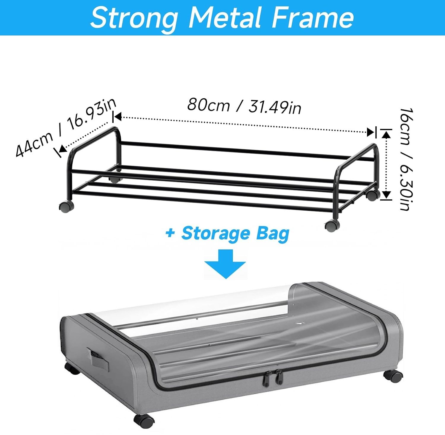 CARLA HOME XXL Under Bed Rolling Storage Containers with 50L Large Capacity and Wheels - Image 7