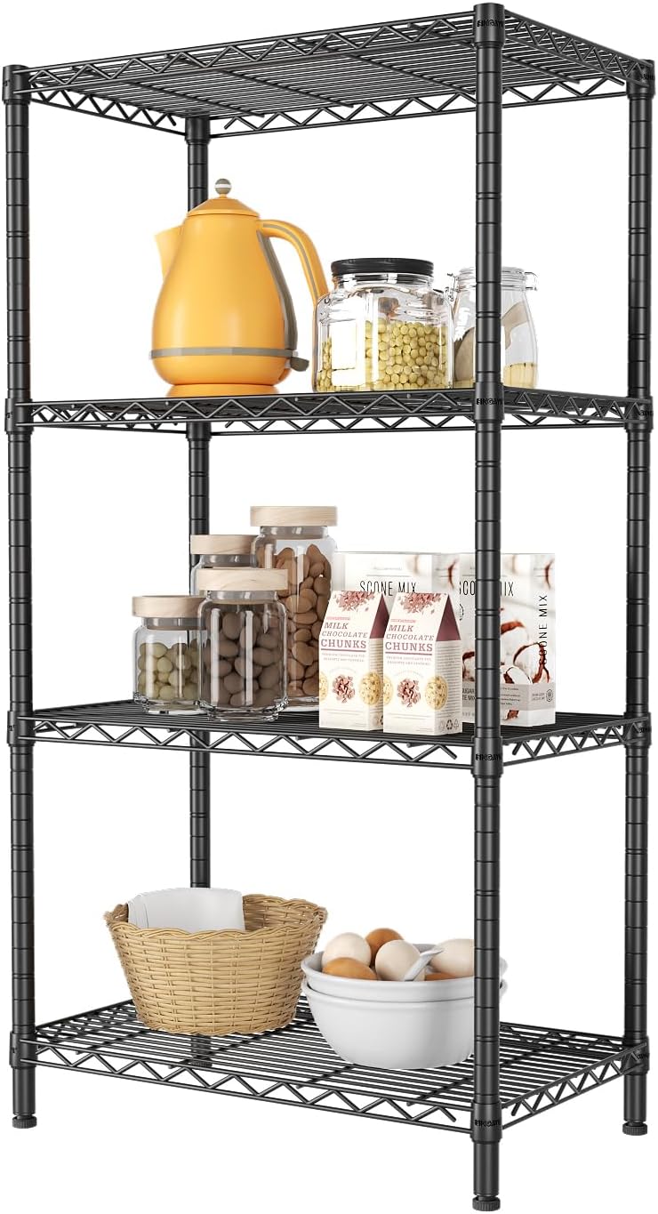 CARLA HOME 4-Tier Adjustable Metal Storage Shelves Wire Rack Organizer for Kitchen, Pantry, Bathroom or Laundry Room (60cm W x 40cm D x 140cm H) - Image 1