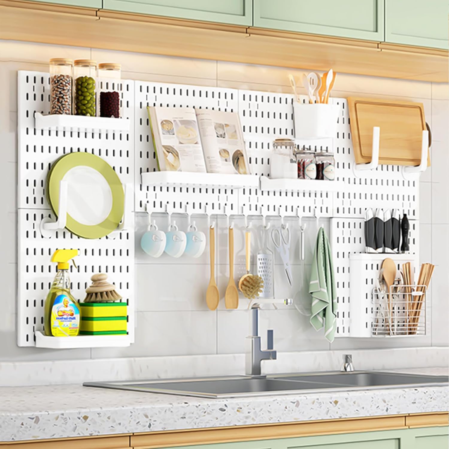 CARLA HOME Pegboard Wall Organizer Kit with 6 Modular Pegboards & 21 Accessories for Kitchen, Office, Gaming & Craft Storage - Image 1