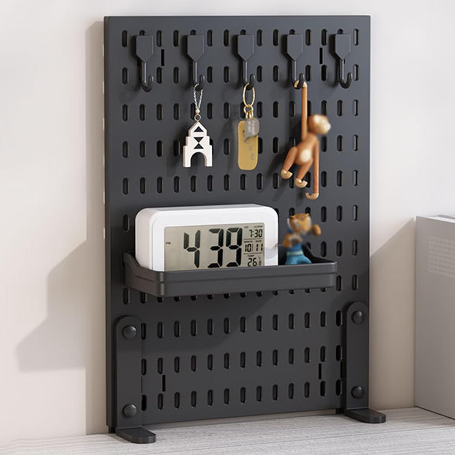 CARLA HOME Desk Pegboard Organizer Kit  with Hooks, Tray & Mount Ideal for Office, Gaming Setup & Home Workspace Organization (Black) - Image 1