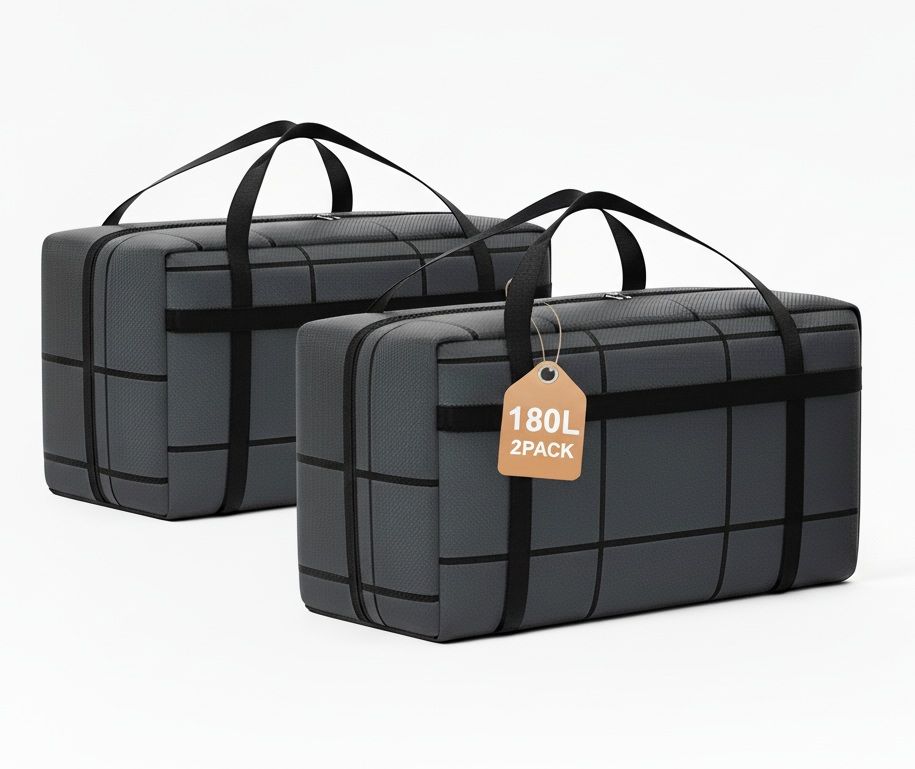 CARLA HOME 2-Pack 180L Extra Large Moving Storage Bags with Handles & Duty Zippered for Clothes, Travel, Space Saving & Camping - Image 1