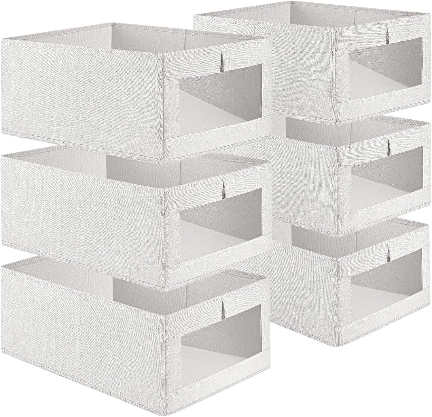 CARLA HOME 6 Pack Closet Storage Bins with Clear Window for Shelves, Clothes, Toys, Wardrobe & Bedroom Organization - Image 1