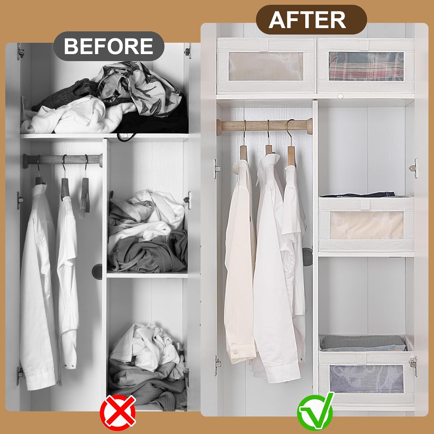 CARLA HOME 6 Pack Closet Storage Bins with Clear Window for Shelves, Clothes, Toys, Wardrobe & Bedroom Organization - Image 4