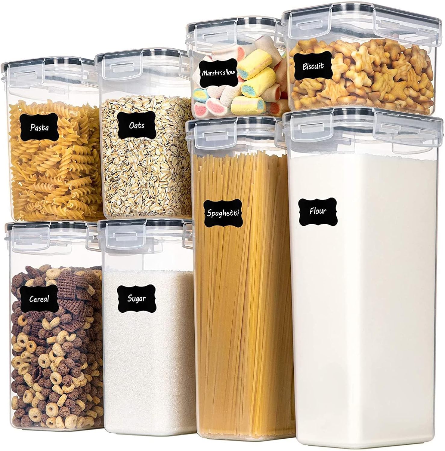 CARLA HOME 8 Piece Airtight Food Storage Containers Set with Lids & Labels for Kitchen Storage - Image 1
