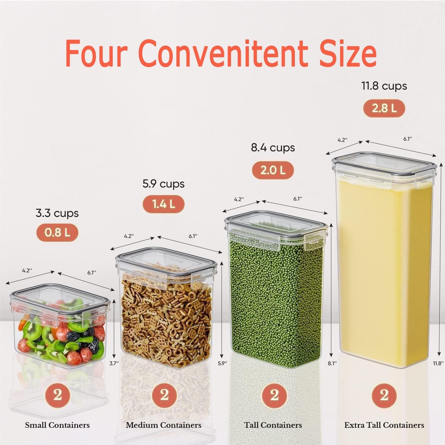 CARLA HOME 8 Piece Airtight Food Storage Containers Set with Lids & Labels for Kitchen Storage - Image 3