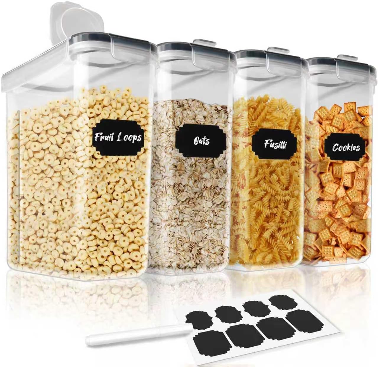 CARLA HOME Airtight Cereal Storage Containers BPA-Free Food Dispensers with Pouring Lids for Pantry & Kitchen (4 Pack 2,5L) - Image 1
