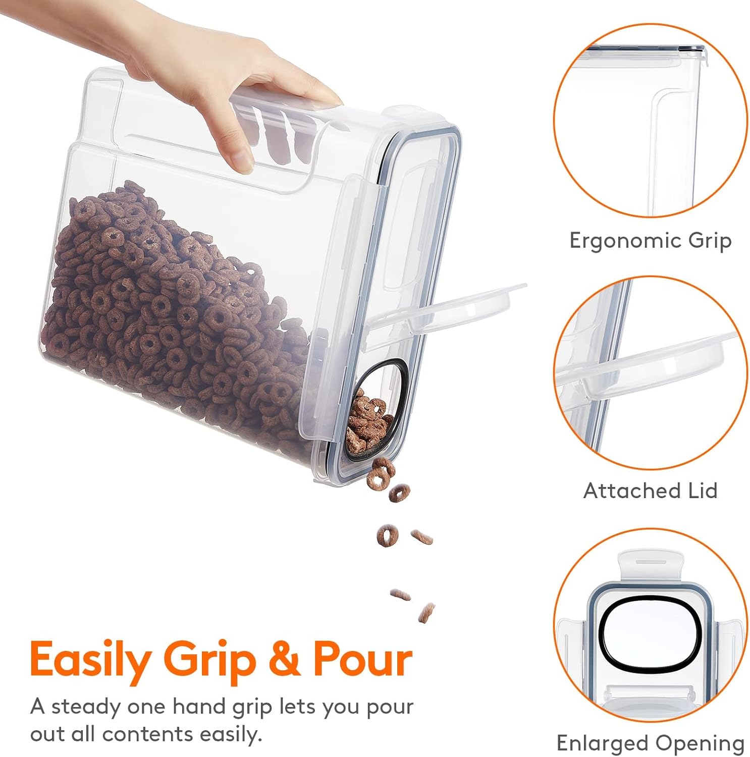 CARLA HOME Airtight Cereal Storage Containers BPA-Free Food Dispensers with Pouring Lids for Pantry & Kitchen (4 Pack 2,5L) - Image 4
