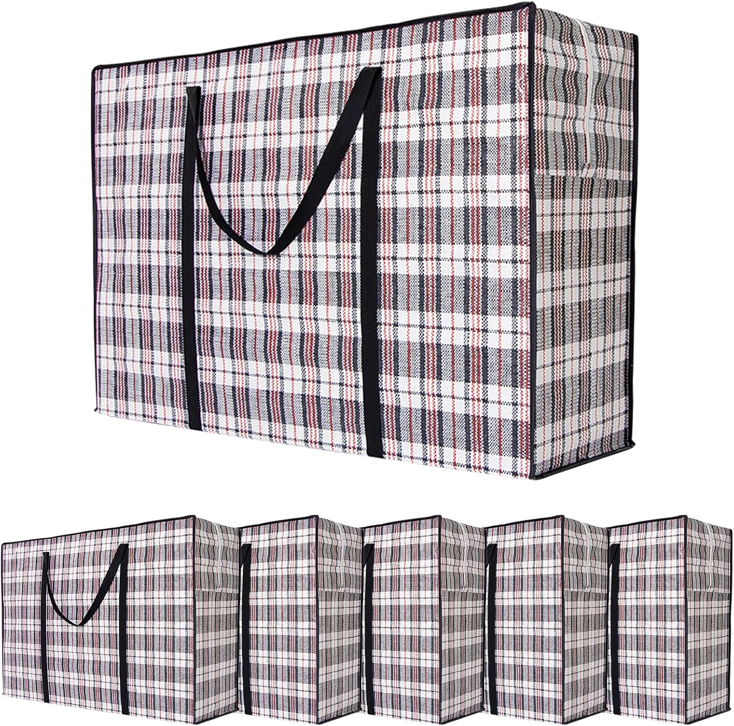 CARLA HOME 6 Pack Large Moving Storage Bags with Zipper & Handles for Clothes, Bedding, Blankets, Dorm & Travel (80x55x25cm) - Image 1