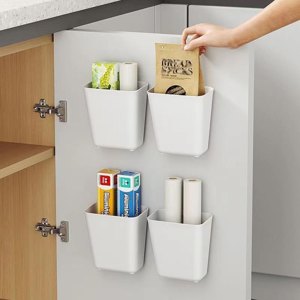 CARLA HOME 4-Pack Self-Adhesive Wall Storage Box for Cabinet Doors, Kitchen, Bathroom & Office - Image 1