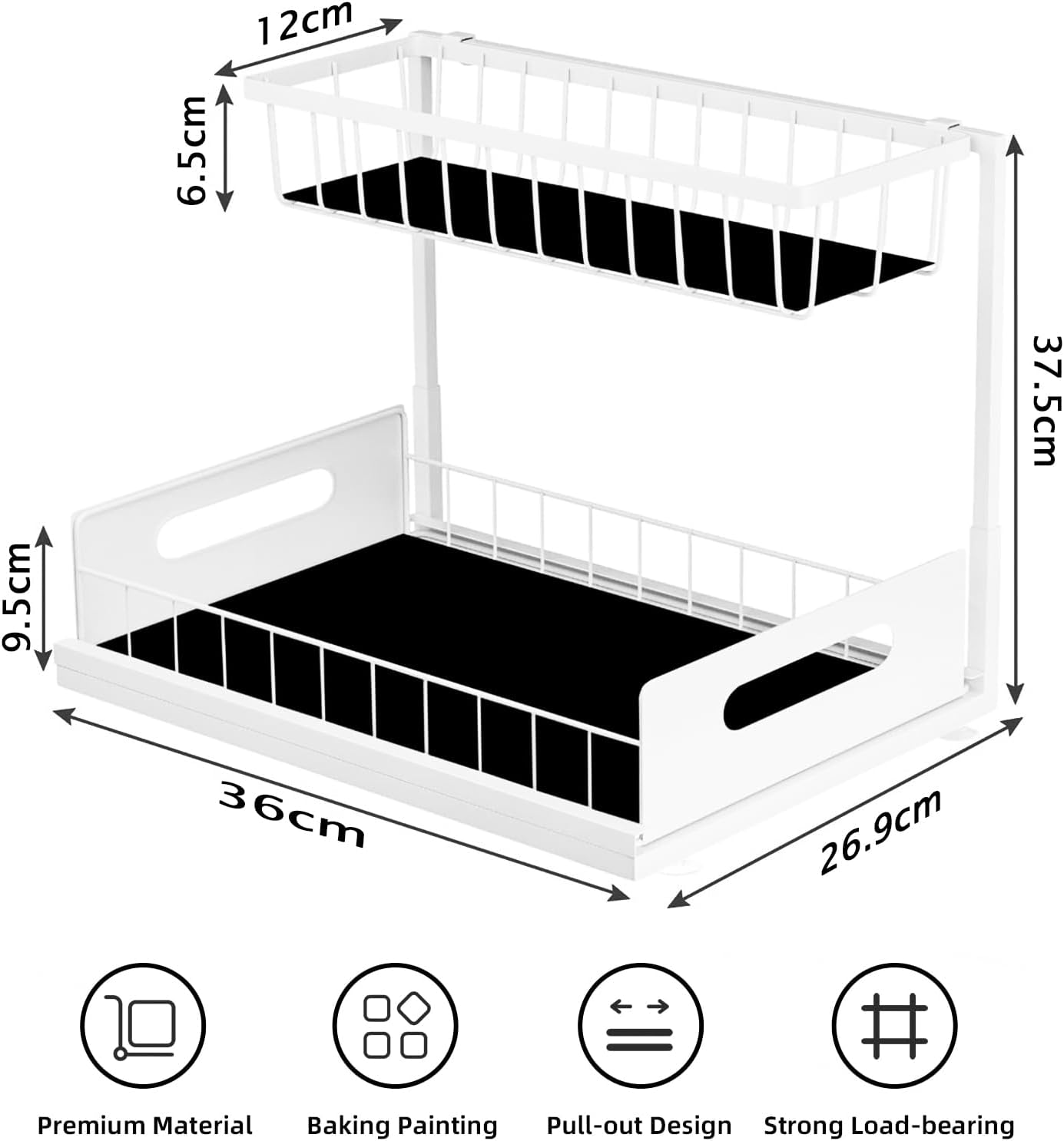 CARLA HOME 2 pack Under Sink Organiser with Sliding Drawers & 2 tier for Kitchen & Bathroom - Image 7