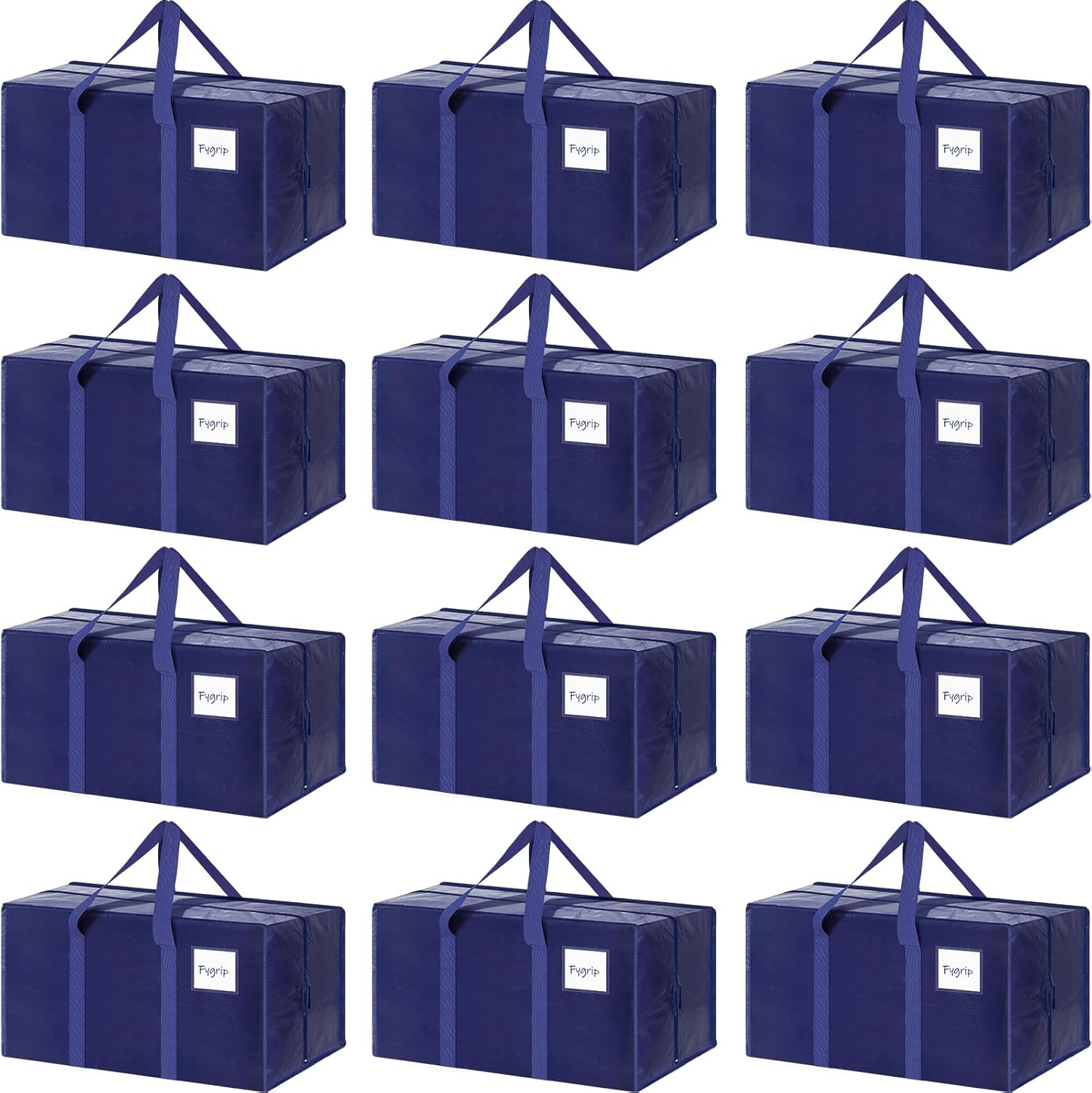 CARLA HOME 12-Pack Large Moving Storage Bags with Zippers & Handles with 95 Liters Capacity for Space Saving, Travel, Camping & Organization (Blue) - Image 1