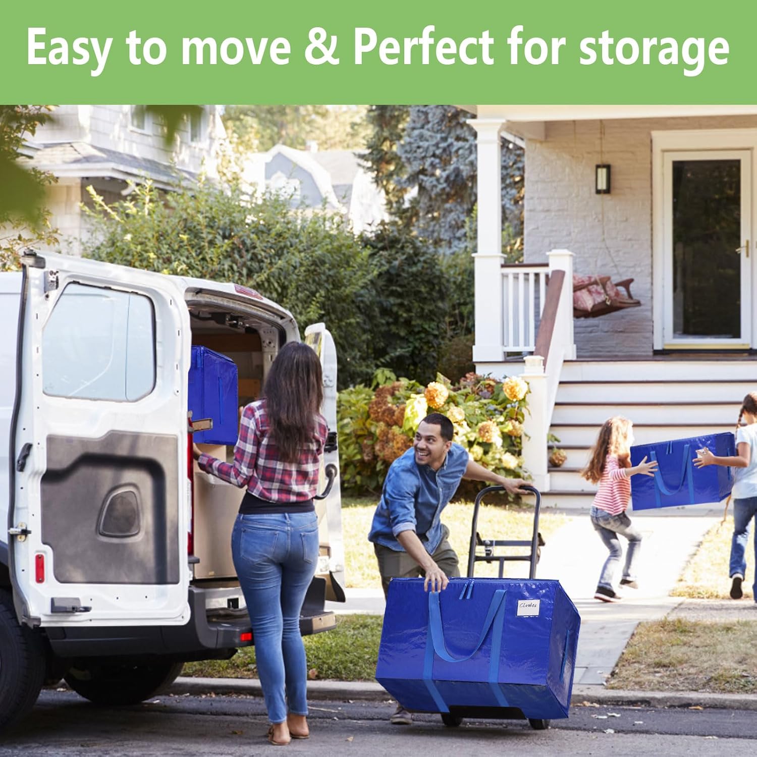 CARLA HOME 12-Pack Large Moving Storage Bags with Zippers & Handles with 95 Liters Capacity for Space Saving, Travel, Camping & Organization (Blue) - Image 2