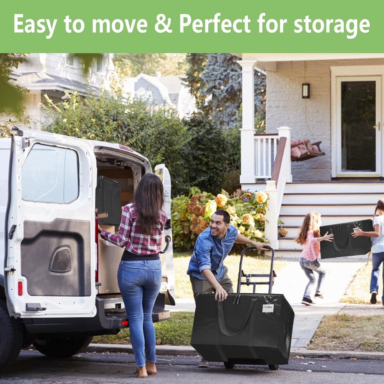 CARLA HOME 12-Pack Large Moving Storage Bags with Zippers & Handles with 95 Liters Capacity for Space Saving, Travel, Camping & Organization (Black) - Image 6