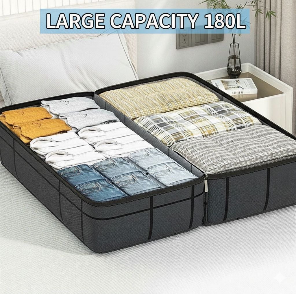 CARLA HOME 4-Pack 180L Extra Large Moving Storage Bags with Handles & Duty Zippered for Clothes, Travel, Space Saving & Camping - Image 6