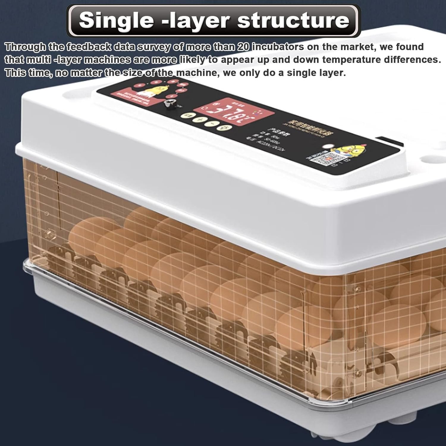 CARLA HOME 70 Egg Incubator with Automatic Turning, LED Display, Humidity & Temperature Control, Auto Water System & Built-in Egg Candler for Chicken, Duck, Quail, Goose - Image 4
