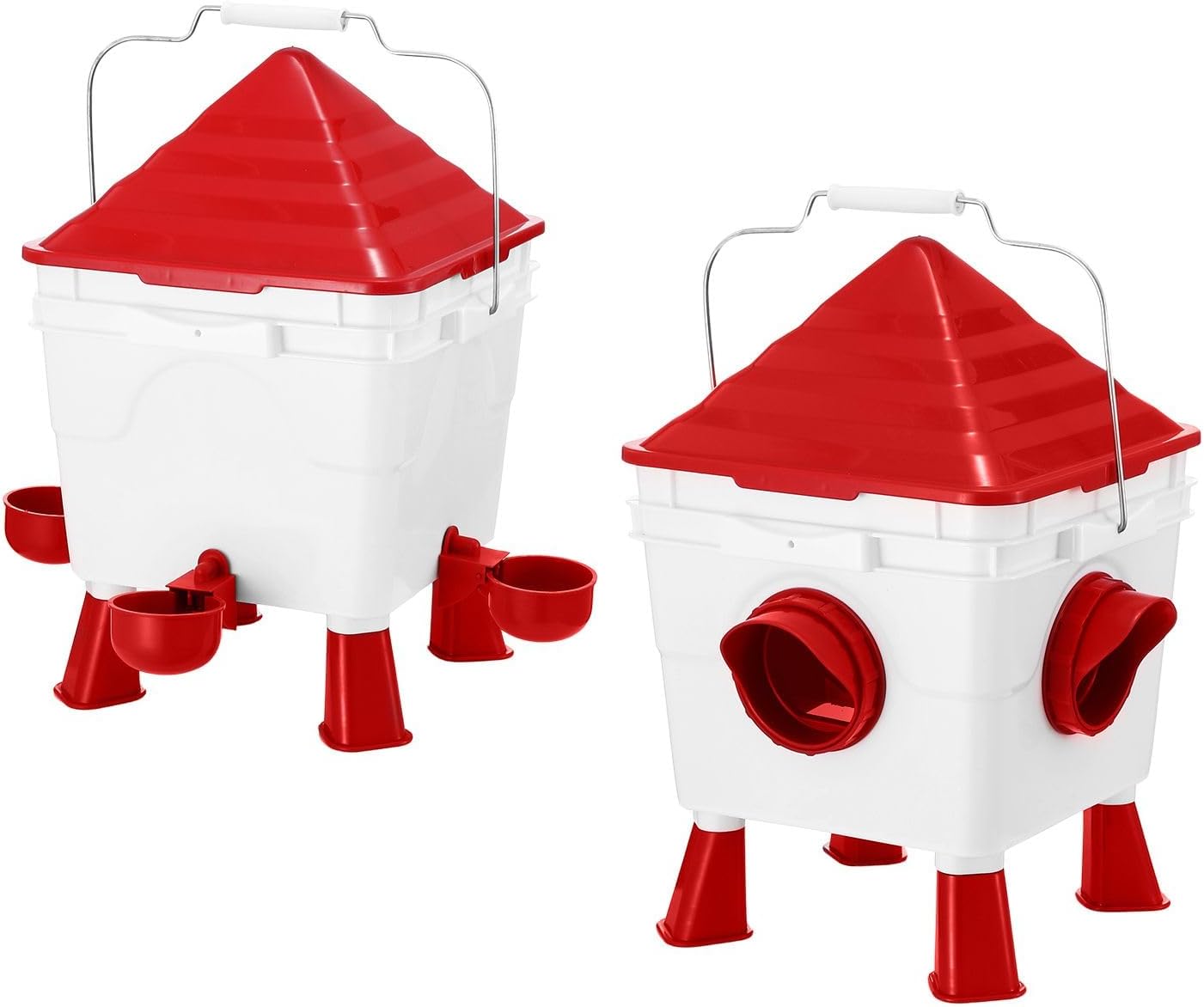 CARLA HOME Chicken Feeder Waterer Set, Automatic Gravity Dispenser with 8KG Food & 8L Water Capacity, 4 Ports & Cups, Clean Poultry Feeding for Coop, Duck, Quail, Hen - Image 1