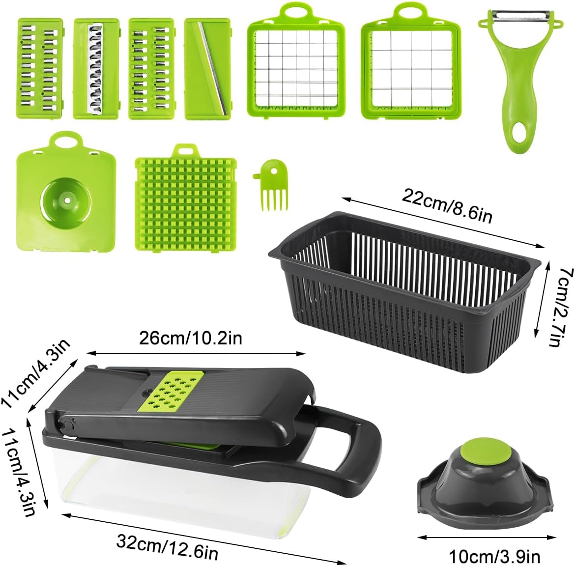 CARLA HOME Multifunctional Mandoline Vegetable Chopper 16-in-1 with Stainless Steel Blades, Storage Container & Hand Guard for Fruits & Veggies - Image 3