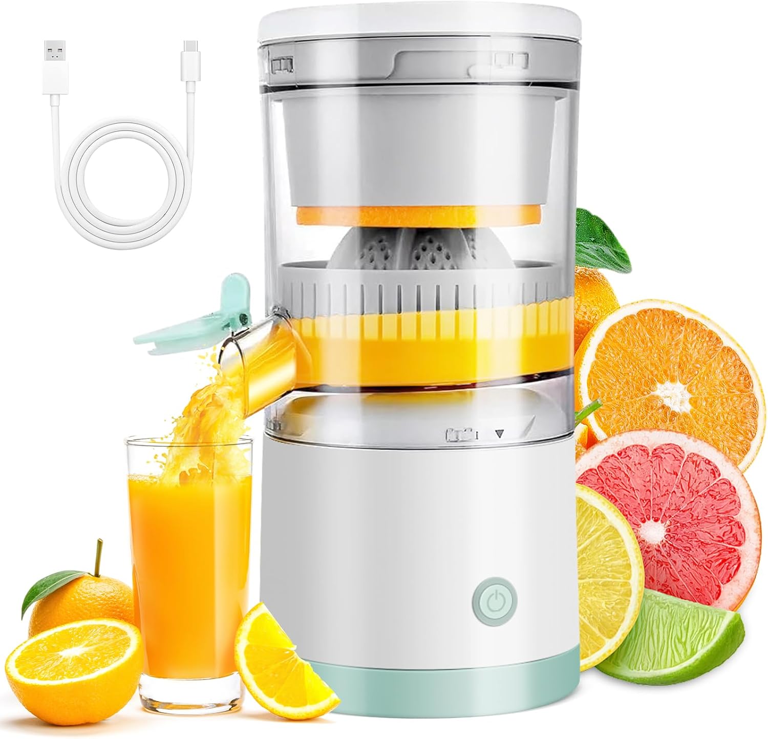 CARLA HOME Hands-Free Citrus Juicer with USB Rechargeable Electric Fruit Squeezer - Image 1