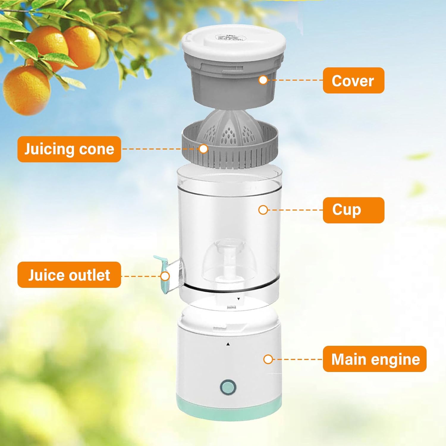 CARLA HOME Hands-Free Citrus Juicer with USB Rechargeable Electric Fruit Squeezer - Image 4