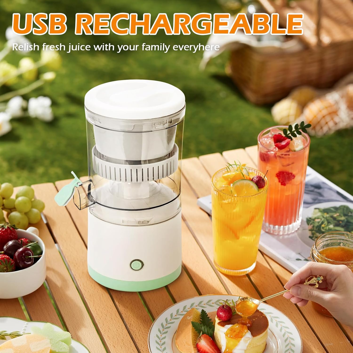 CARLA HOME Hands-Free Citrus Juicer with USB Rechargeable Electric Fruit Squeezer - Image 7