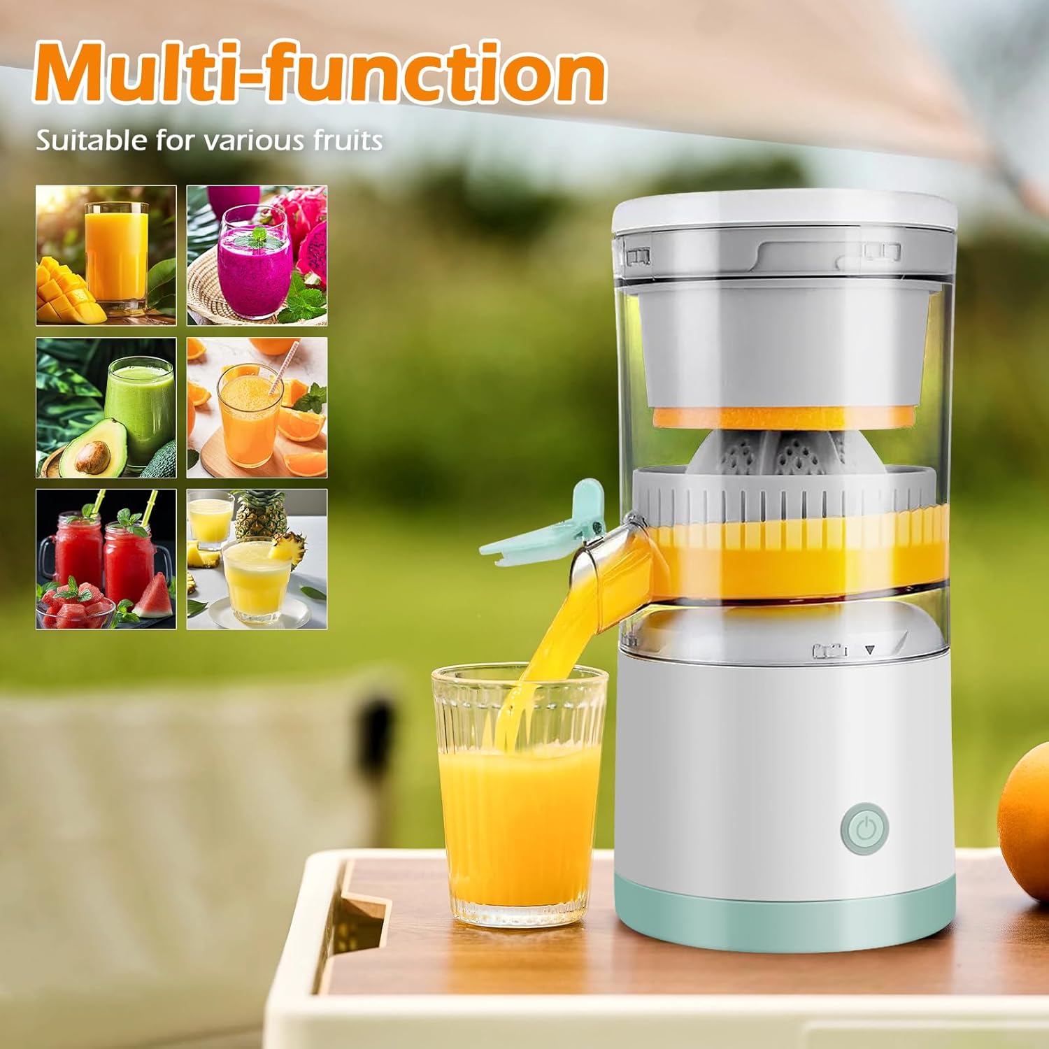 CARLA HOME Hands-Free Citrus Juicer with USB Rechargeable Electric Fruit Squeezer - Image 8