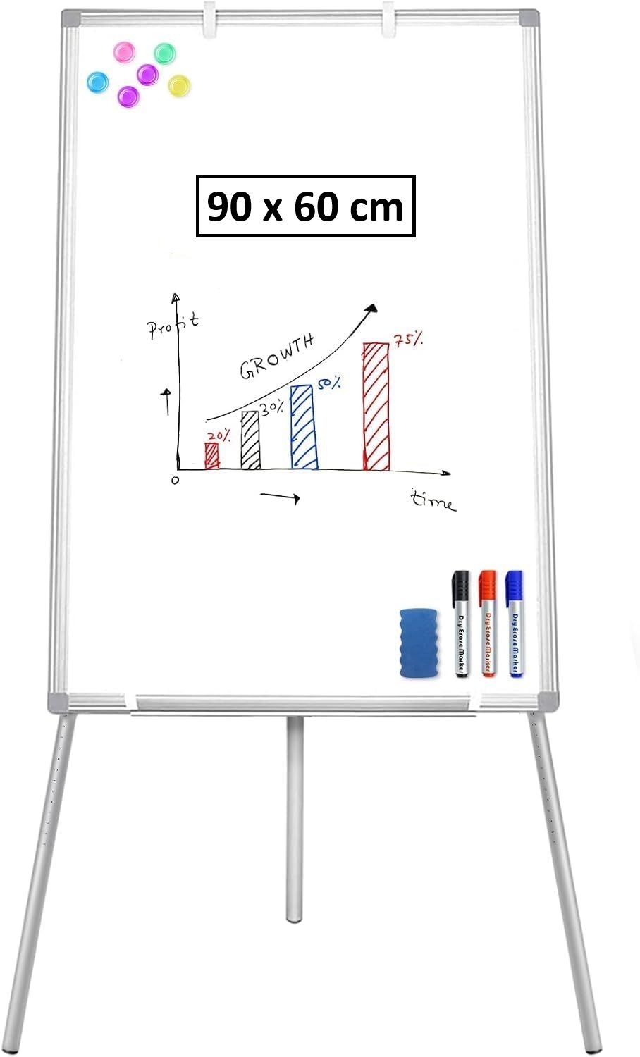 CARLA HOME Whiteboard Easel Portable Magnetic Dry Erase Board with Adjustable Tripod Stand & Height Adjustable for Office & Home (90x60cm) - Image 1