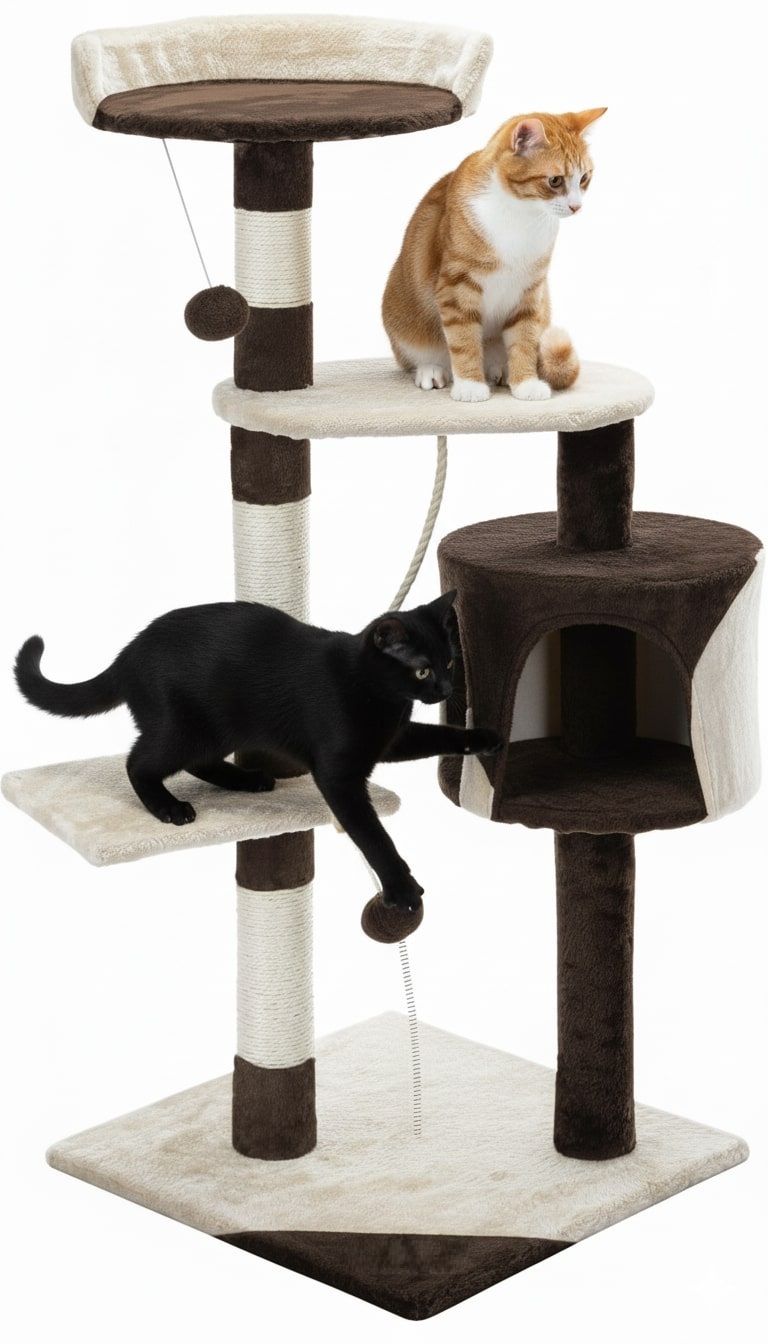 CARLA HOME 140cm Cat Tree for Indoor Cats with Plush Perch, Sisal Scratching Posts & Condo for Kittens & Adult Cats (Beige) - Image 1