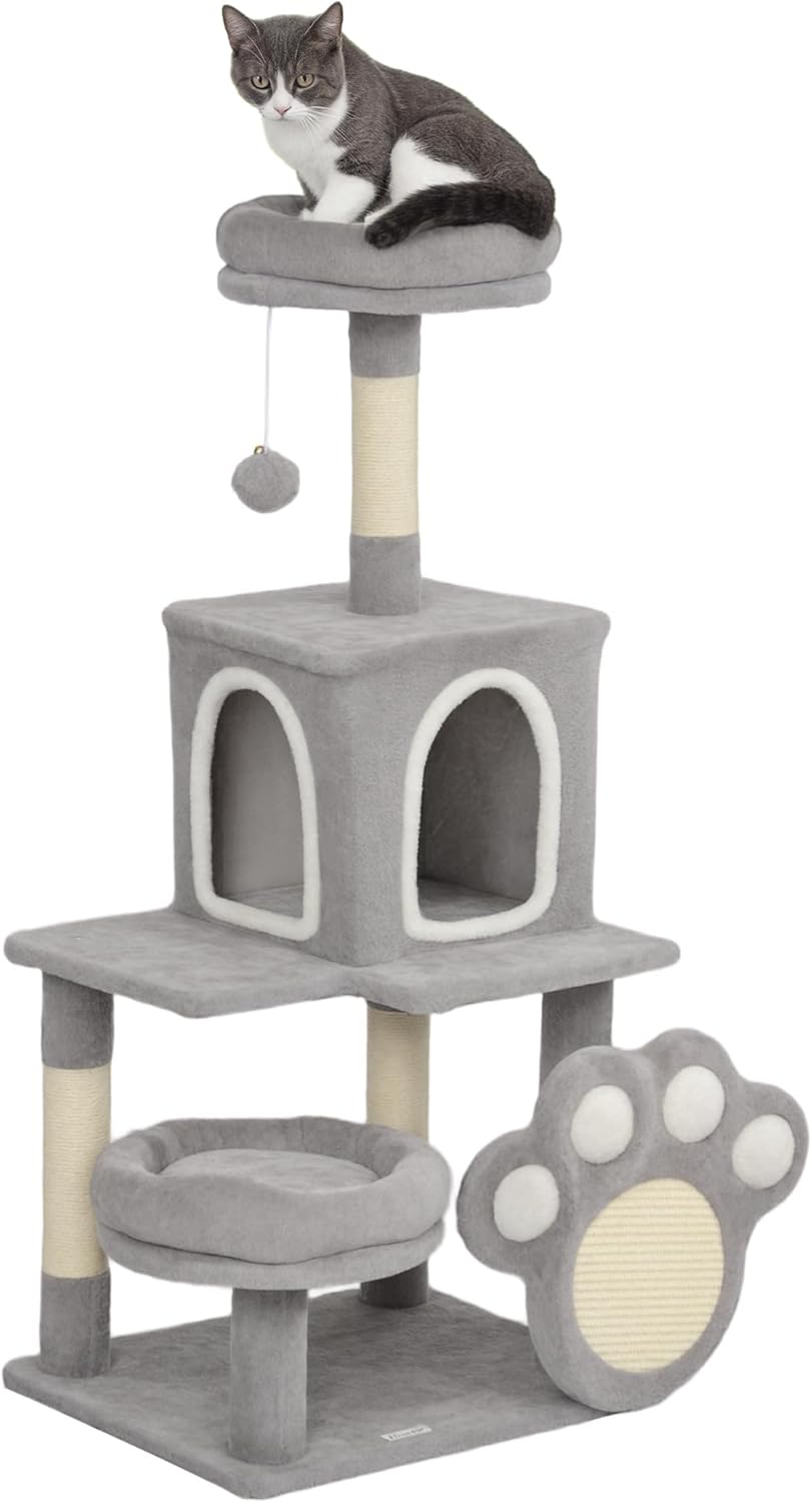 CARLA HOME Large Cat Tree Tower for Indoor Cats with Plush Perch, Cat Condo, Natural Sisal Scratching Posts, Hanging Ball & Paw Scratcher - Image 1