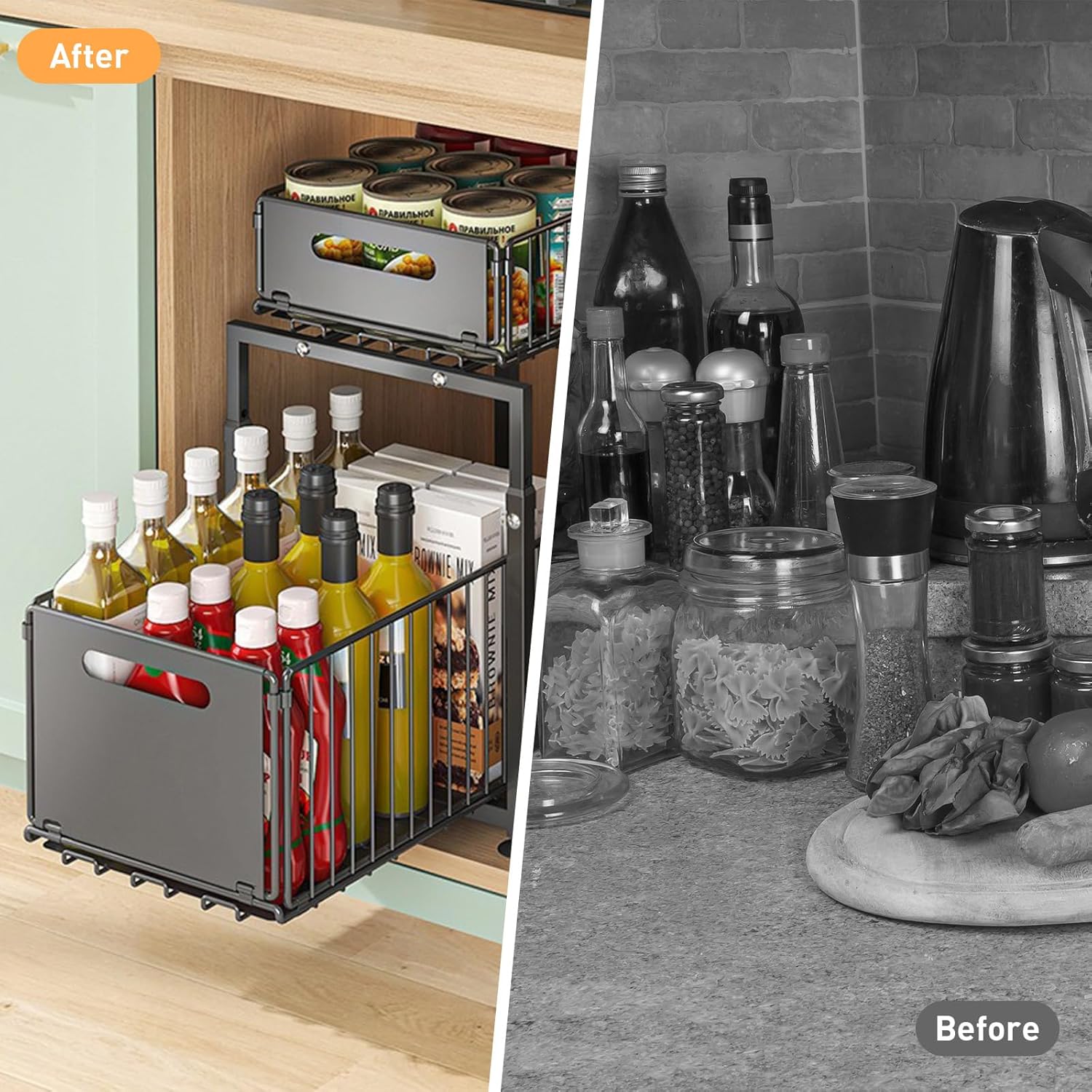 CARLA HOME 2- Pack Under Sink Organizer with Sliding Drawers & Height Adjustable for Kitchen Bathroom Cabinet Organization - Image 6