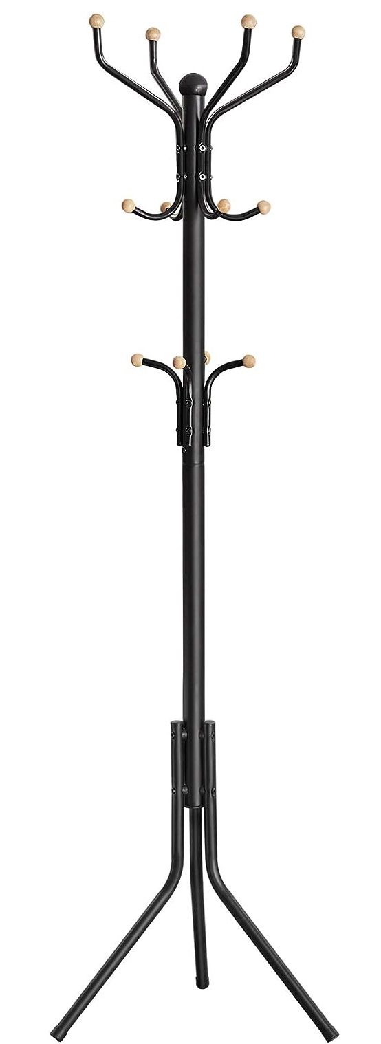 Metal Coat Rack Stand Hat Hanger, Black, 182cm - Image 1