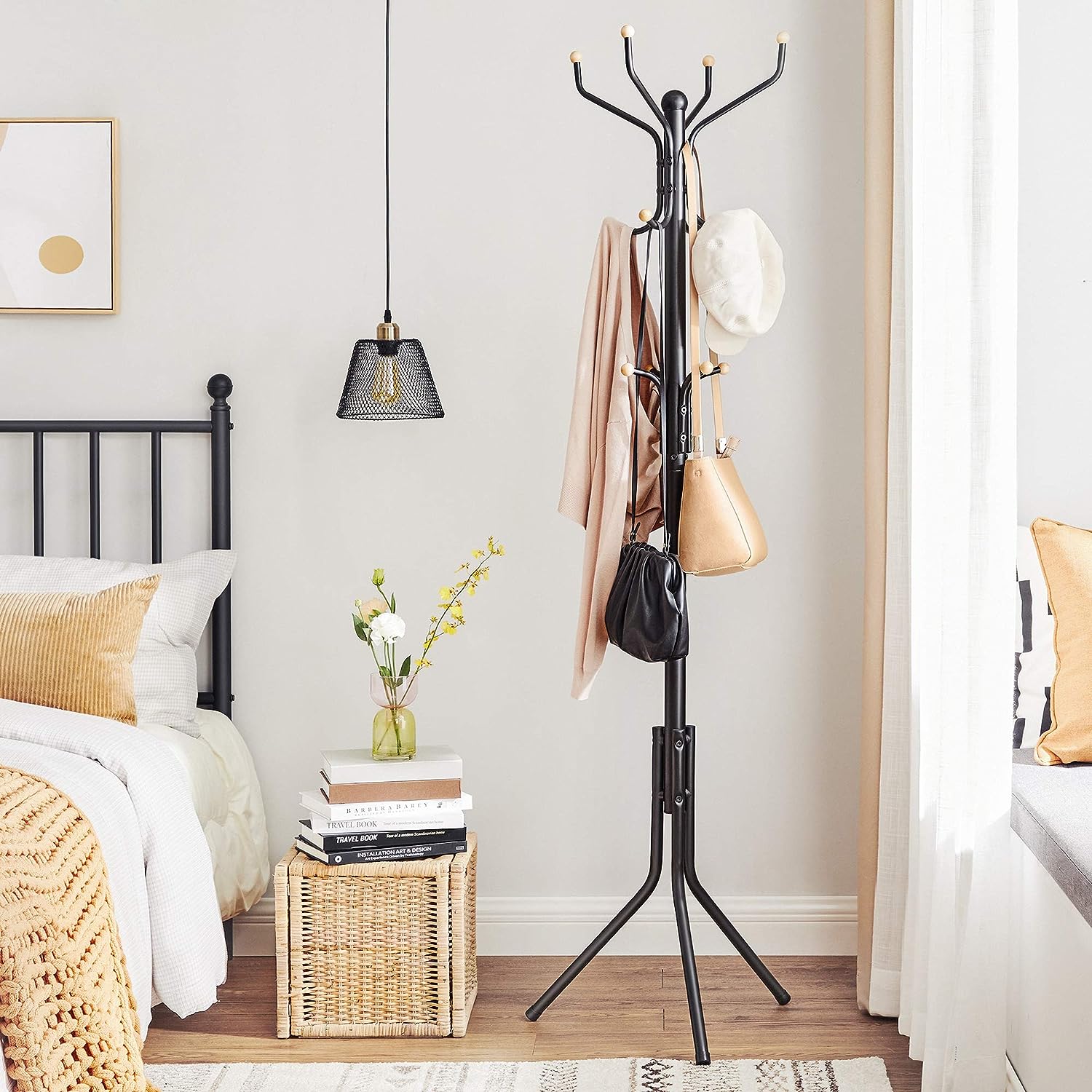 Metal Coat Rack Stand Hat Hanger, Black, 182cm - Image 3