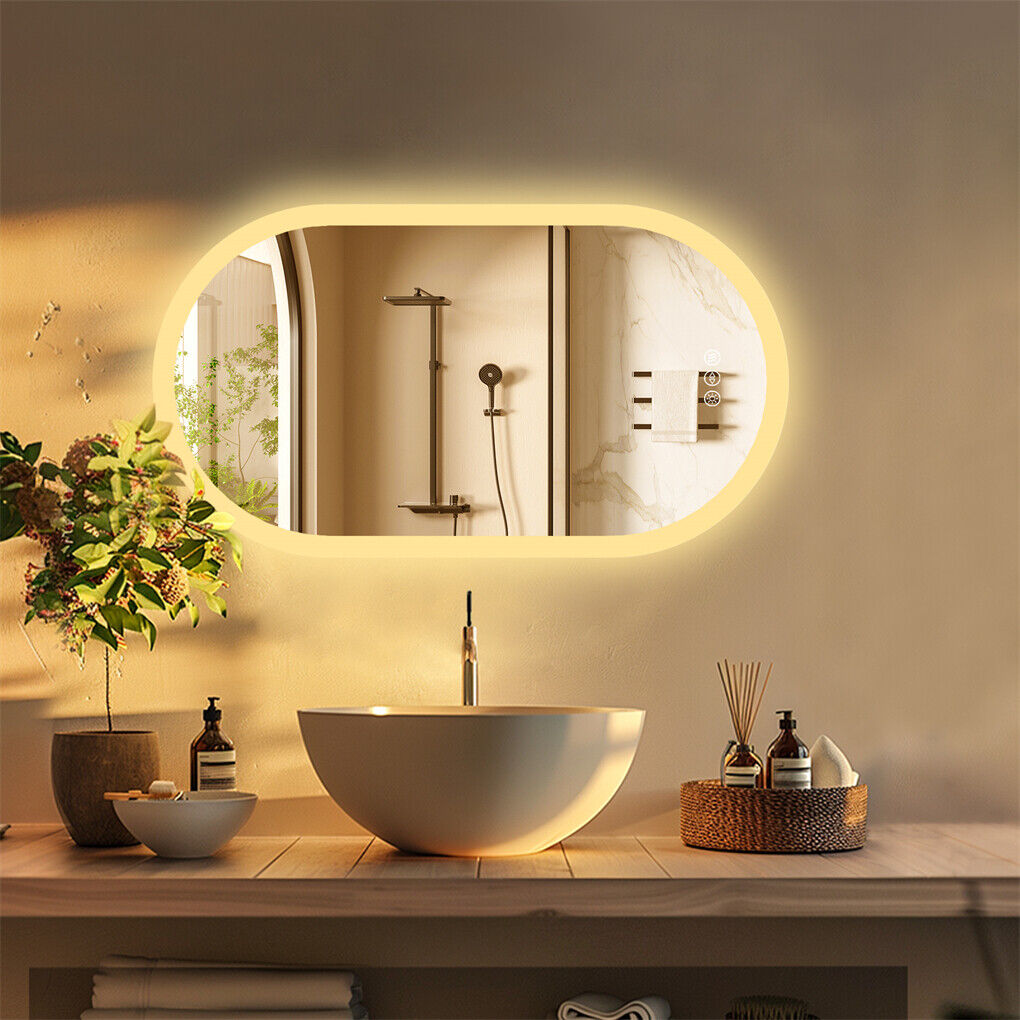120x60cm LED Bathroom Mirror Oval Anti-Fog Dimmable Wall Mount - Image 7