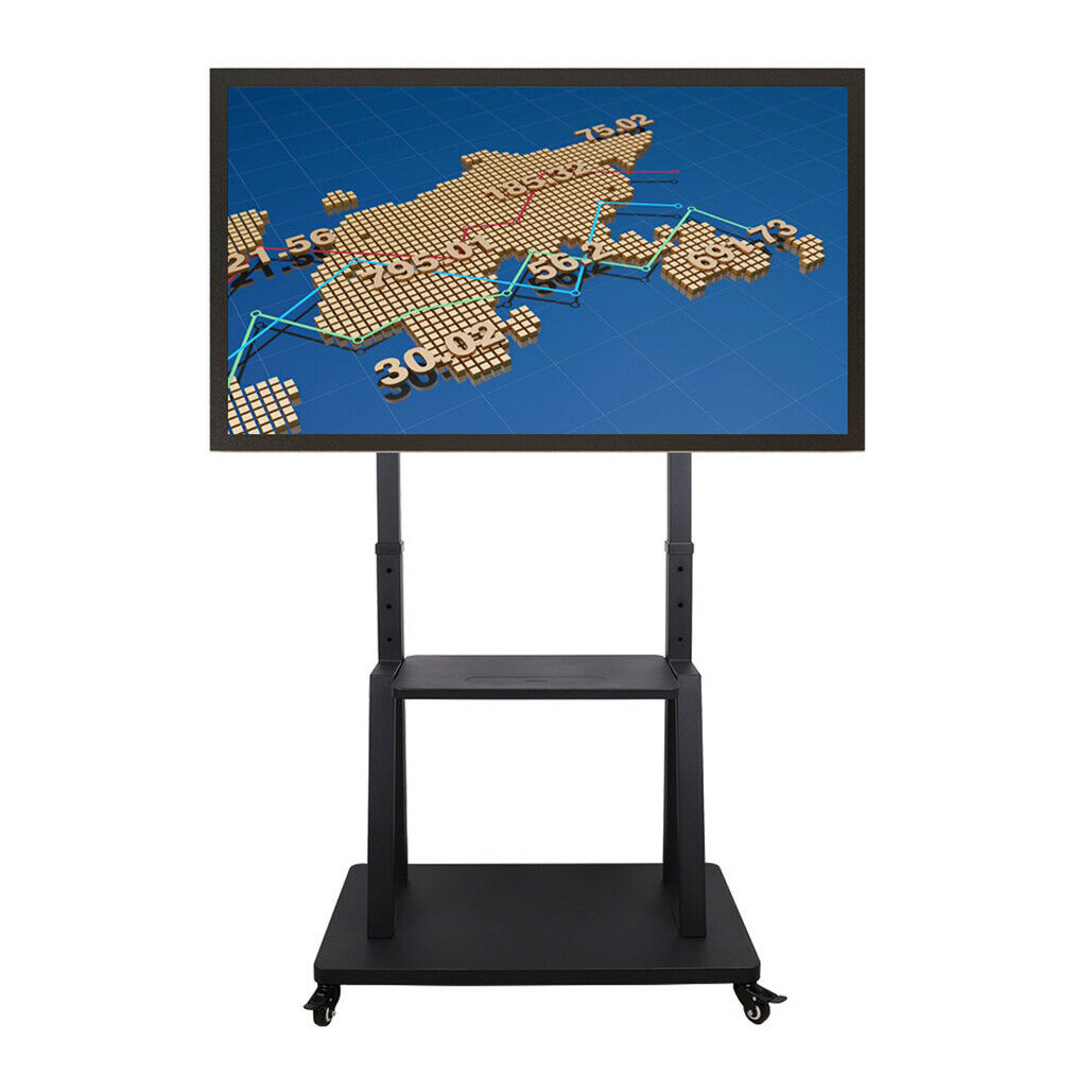 Rolling TV Stand 32-100 w/ Adjustable Mount & 2-Tier Shelf - Image 1
