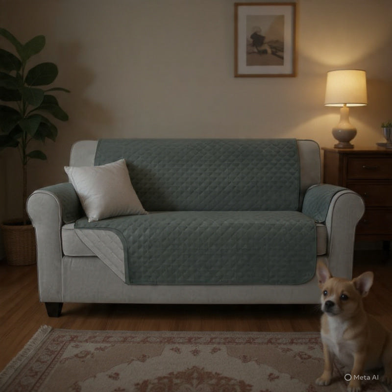 Sofa Cover Couch Cover 3 Seater Reversable Grey - Image 1