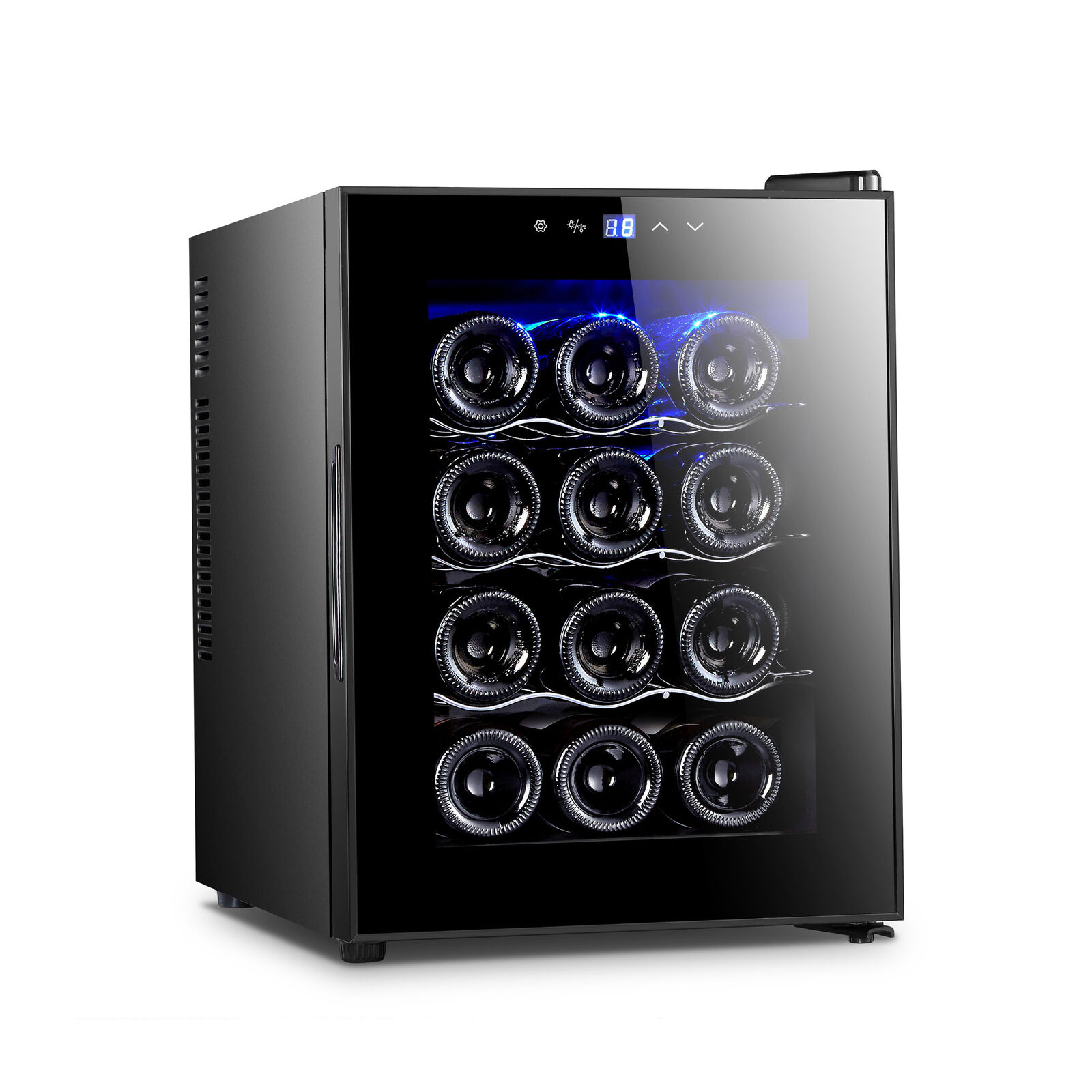 12 Bottle Thermoelectric Wine Fridge, 65W, UV Protected Glass Door, Soft LED Illumination - Image 1