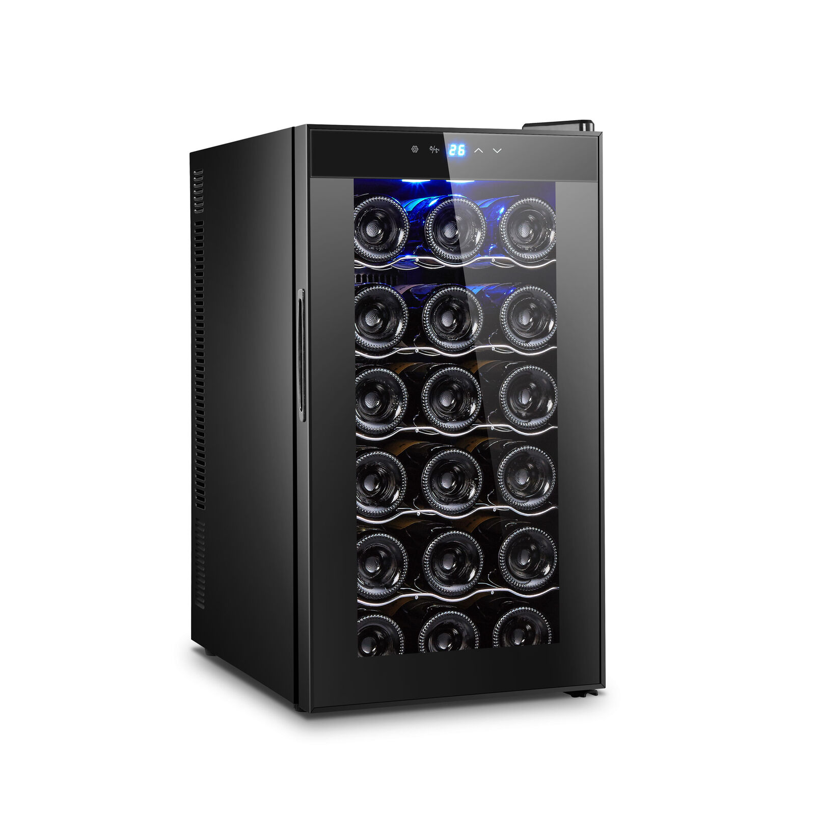 18 Bottle Thermoelectric Wine Fridge, 130W, UV Protected Glass Door, Soft LED Illumination - Image 1