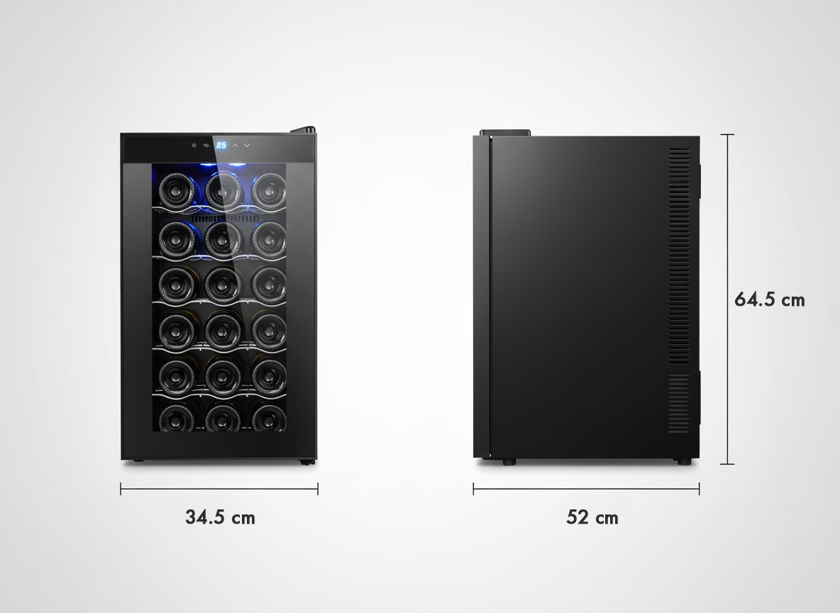 18 Bottle Thermoelectric Wine Fridge, 130W, UV Protected Glass Door, Soft LED Illumination - Image 2