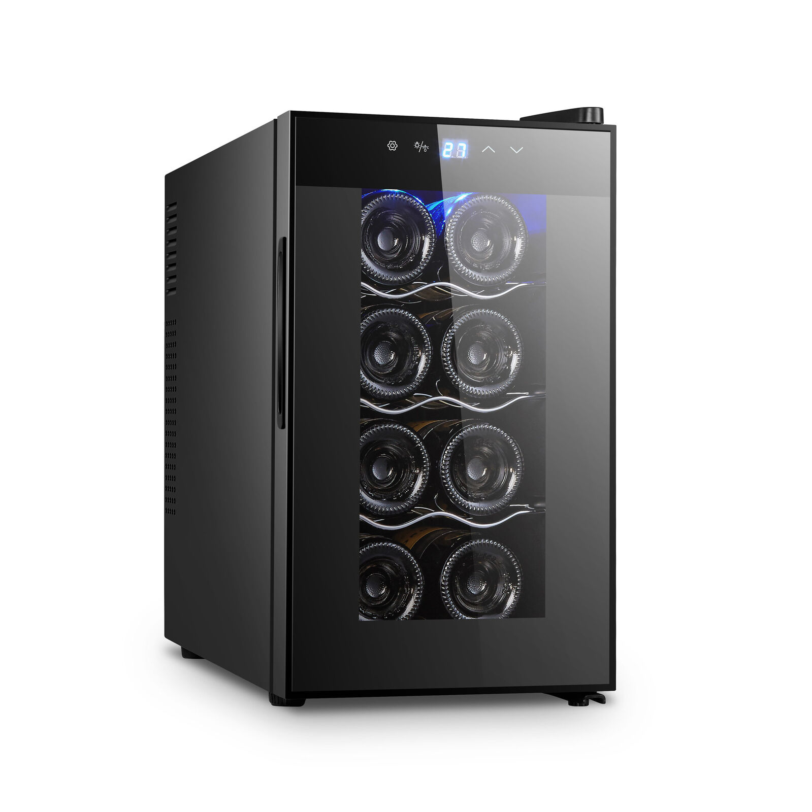 8 Bottle Thermoelectric Wine Fridge, 65W, UV Protected Glass Door, Soft LED Illumination - Image 1