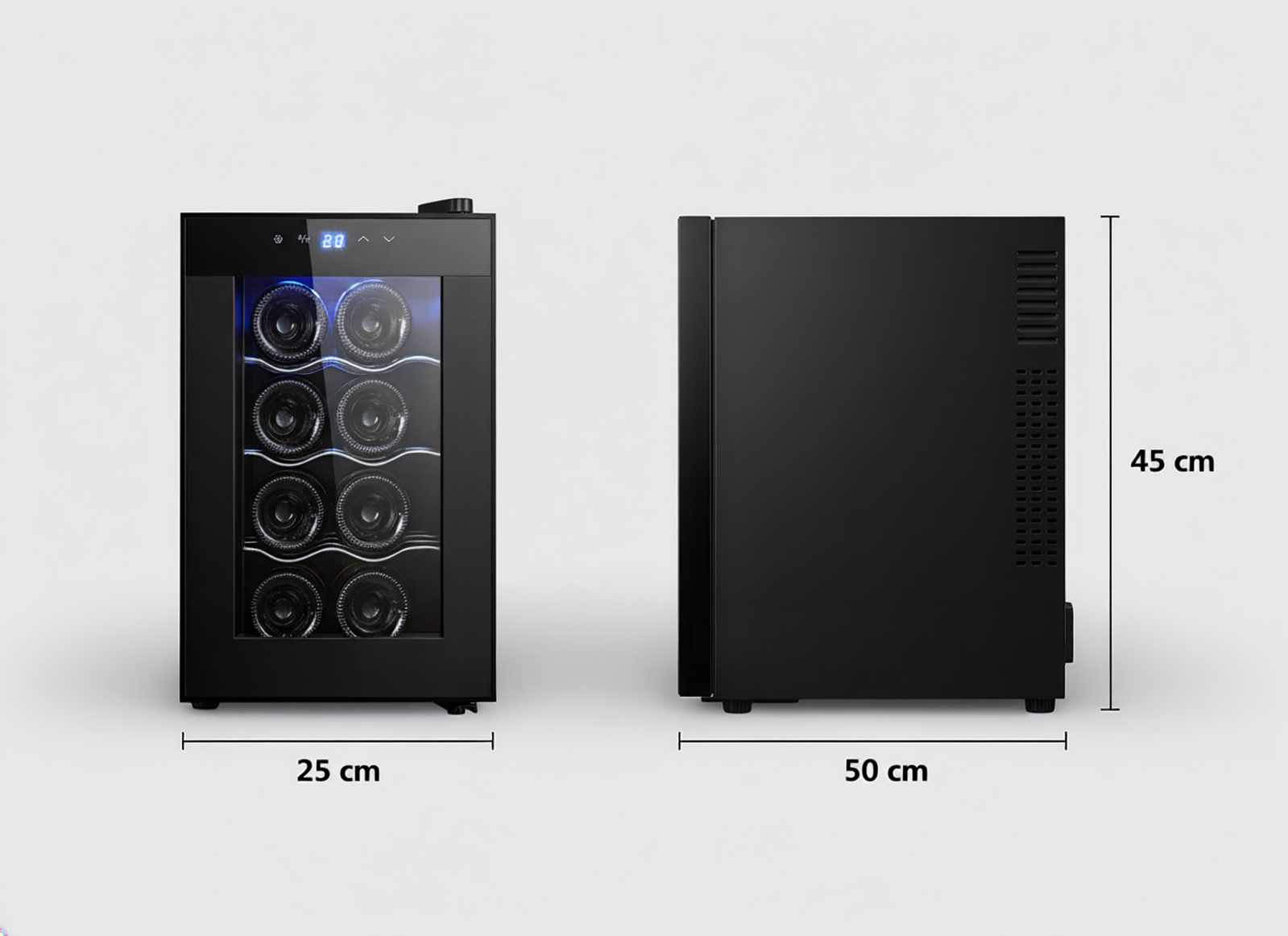 8 Bottle Thermoelectric Wine Fridge, 65W, UV Protected Glass Door, Soft LED Illumination - Image 2