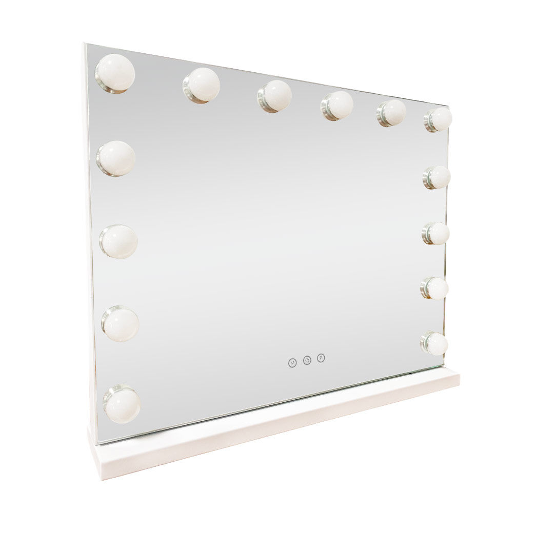 LED Beauty Mirror with 14 Bulbs, Colour Settings, USB A and USB C, White, 50 × 42cm - Image 1