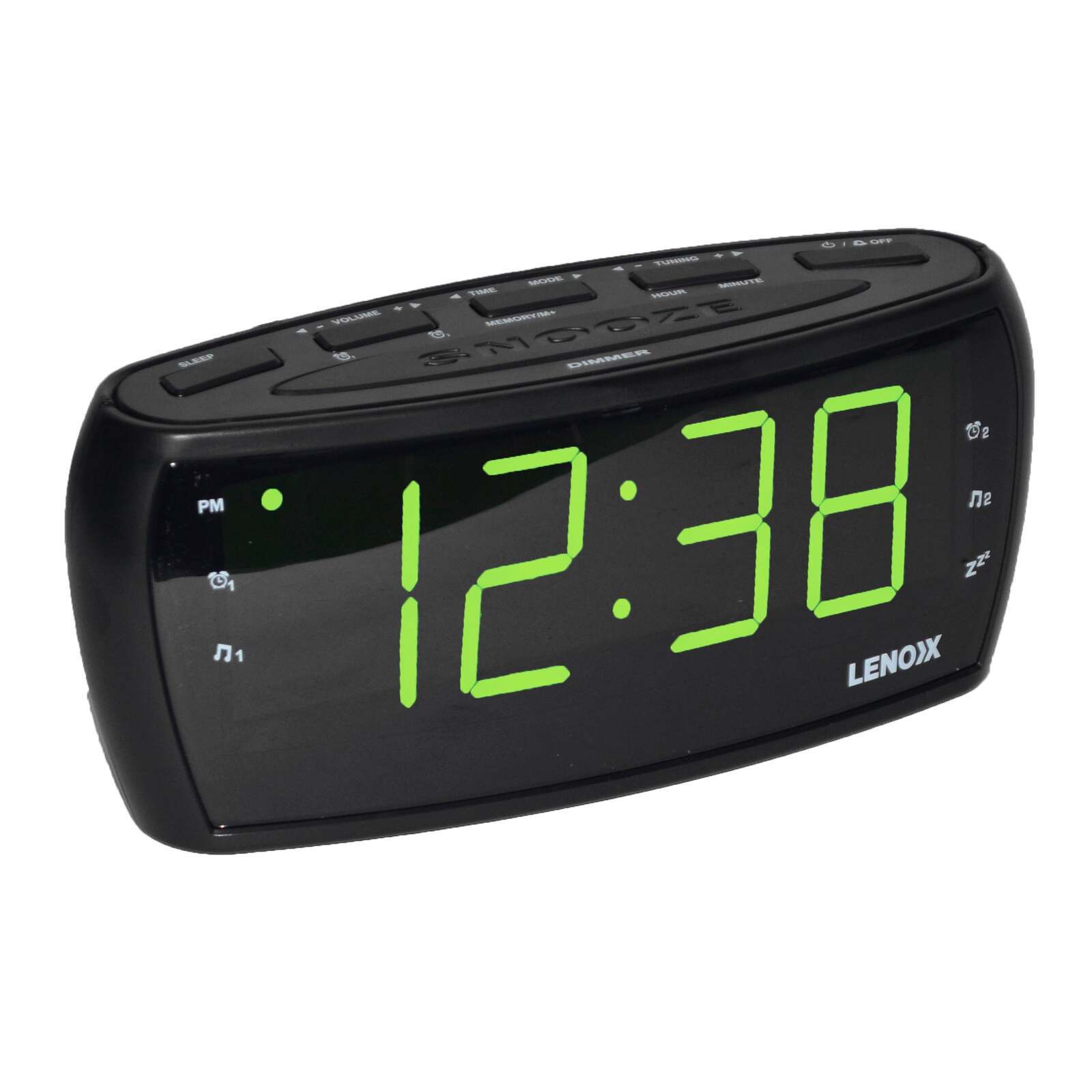 Large Number Alarm Clock & AM/FM Radio, Bold Green LED Time Screen - Image 1
