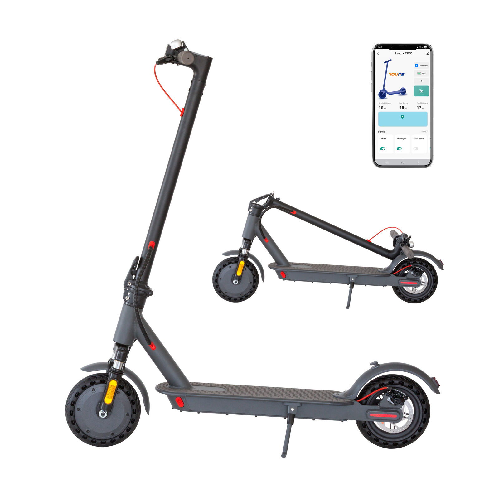 Electric Scooter, 350W Motor, 8.5 inch  Tyres, Front Suspension, Smart App, Foldable, 25kph - Image 4