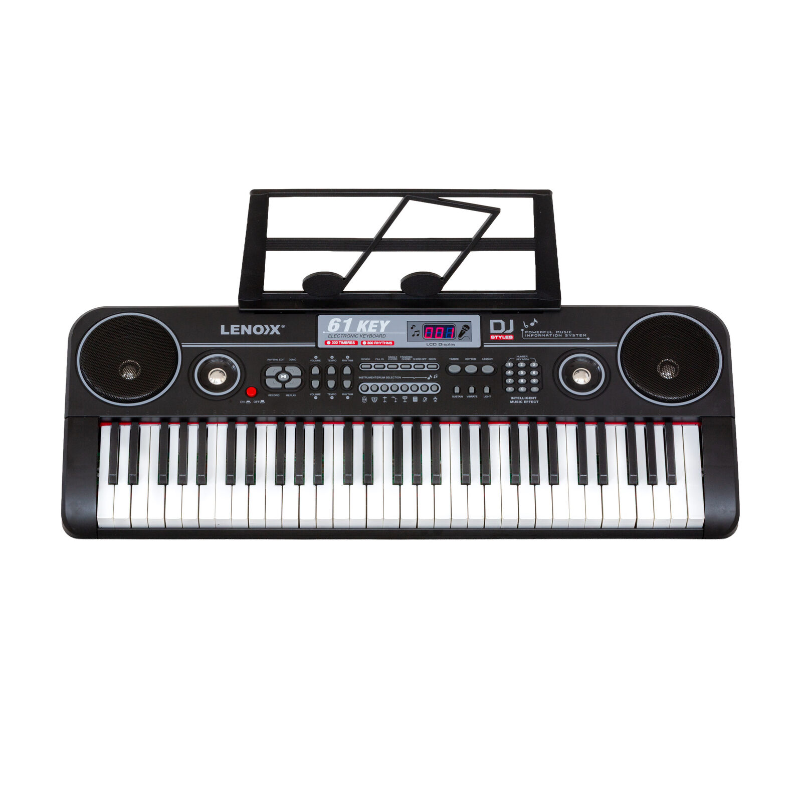 61-Key Electronic Learning Piano Keyboard, Light-Up Keys, LCD Display, with Music Stand Holder - Image 6