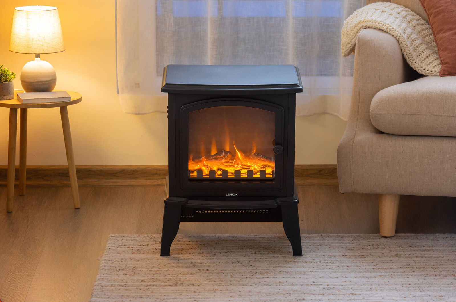 Electric 1000W to 2000W Fireplace Heater with Realistic Log Flame Display - Image 2